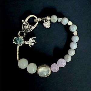 Purple Jade, Amethyst, Aquamarine & Moonstone Bracelet Natural Crystals